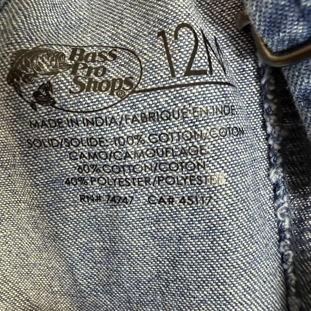 Bass Pro Shops Overall Boys 12-18 Months Blue Denim One-Piece Adjustable Strap